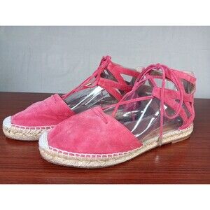 Aquazzura Firenze Gladiator Suede Espadrilles Size 39 (US 8.5) Fuchsia Pink EUC